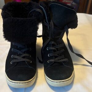 UGG Black Suede Fur-Lined Boots Size 9